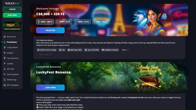 LuckyElf Casino cashier with PayID, Visa, crypto payment methods